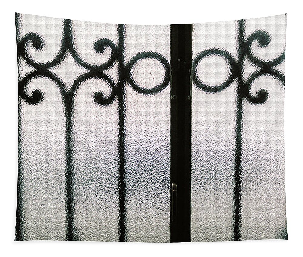 Abstract Tapestry featuring the photograph Abstract black and white background portal by Barthelemy De Mazenod