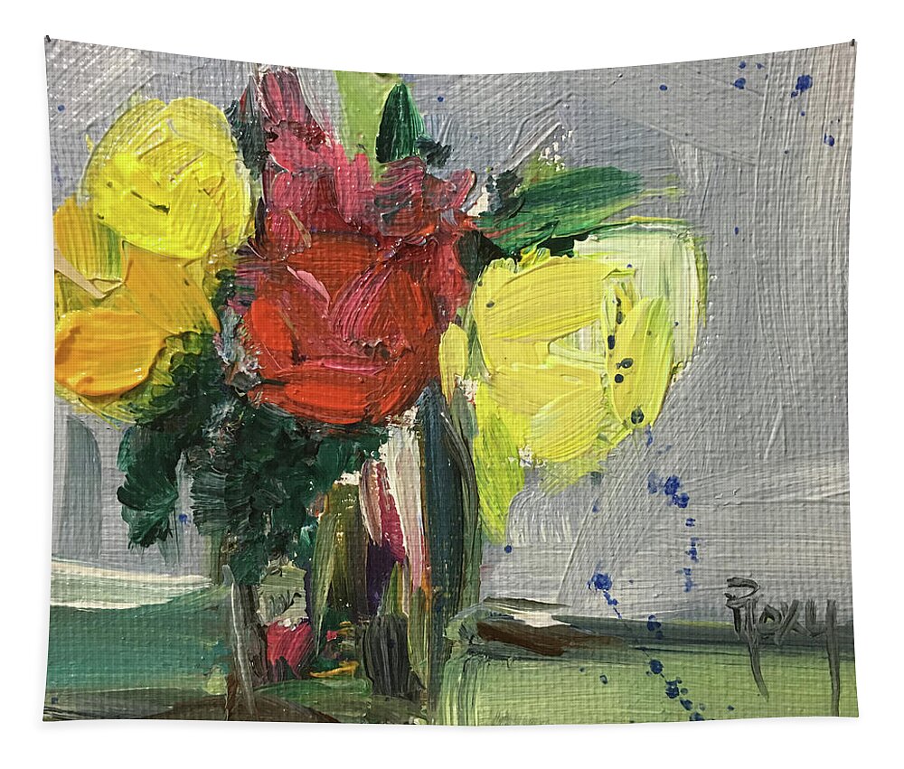 Flowers Tapestry featuring the painting Abstract Bunch by Roxy Rich