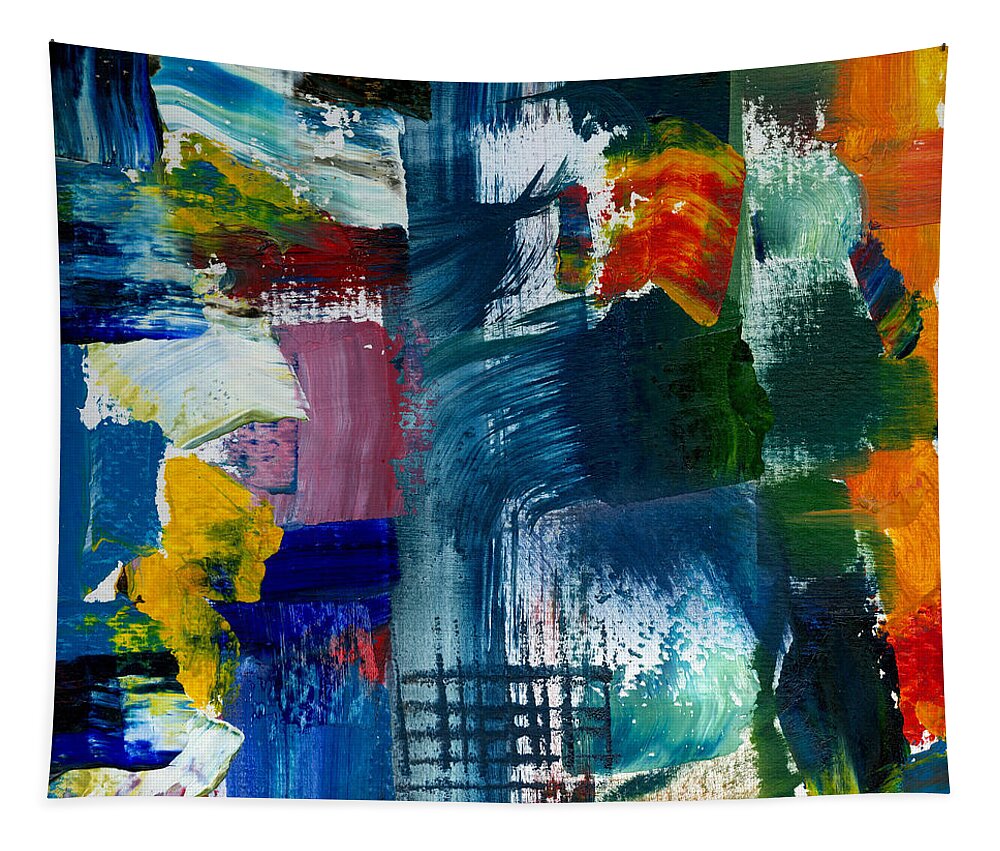 Abstract Collage Tapestry featuring the painting Abstract Color Relationships l by Michelle Calkins