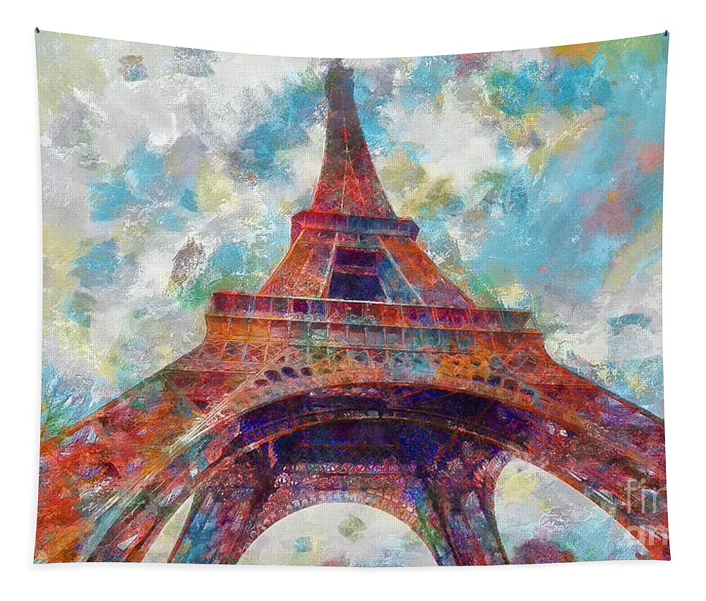 Abstract Eifel Tapestry featuring the photograph Abstract Eifel - Paris France by Stefano Senise