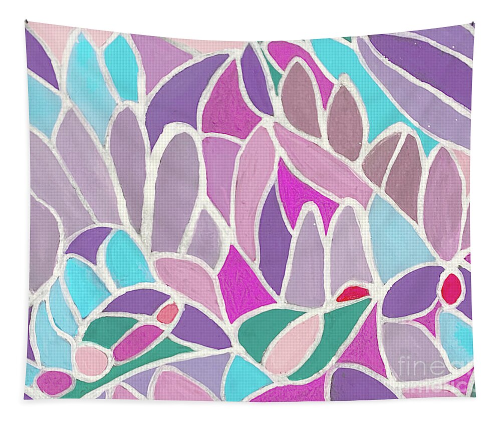 Flowers Tapestry featuring the mixed media Abstract Flowers by Lisa Neuman