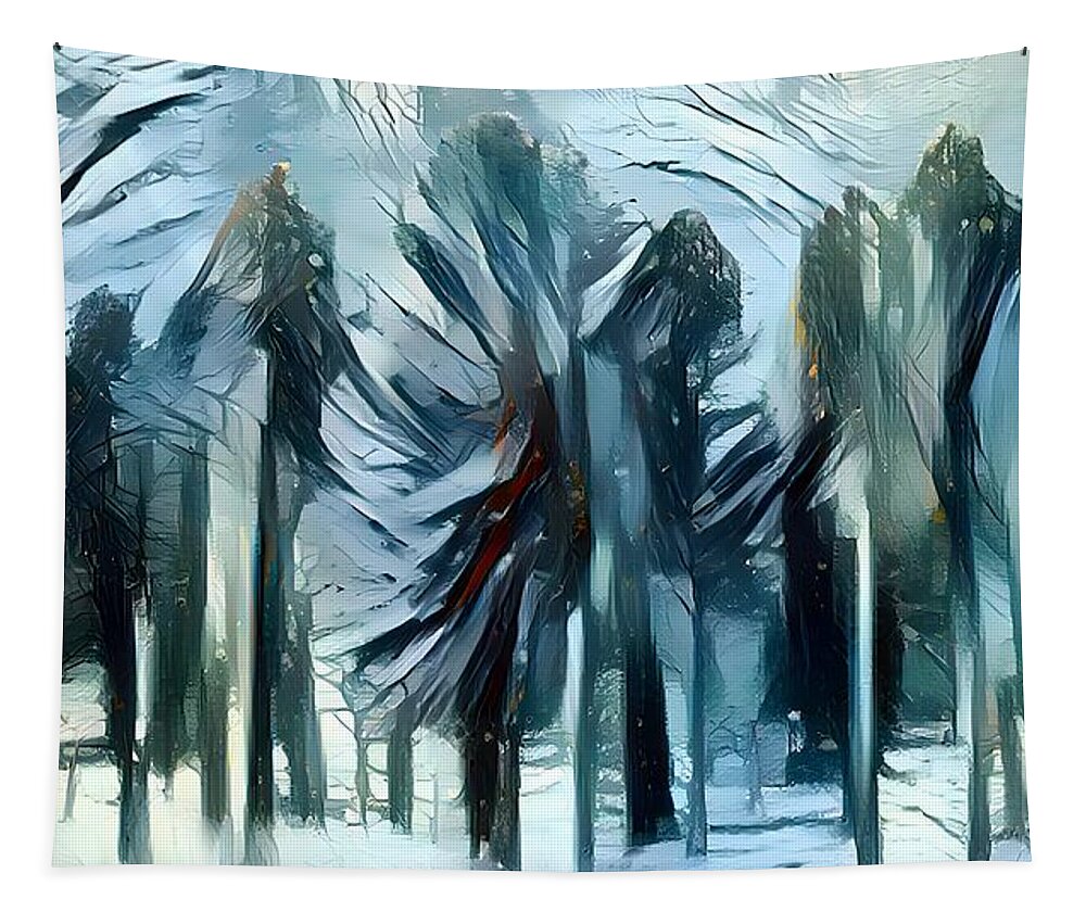 Digital Forest Trees Abstract Tapestry featuring the digital art Abstract Forest by Beverly Read