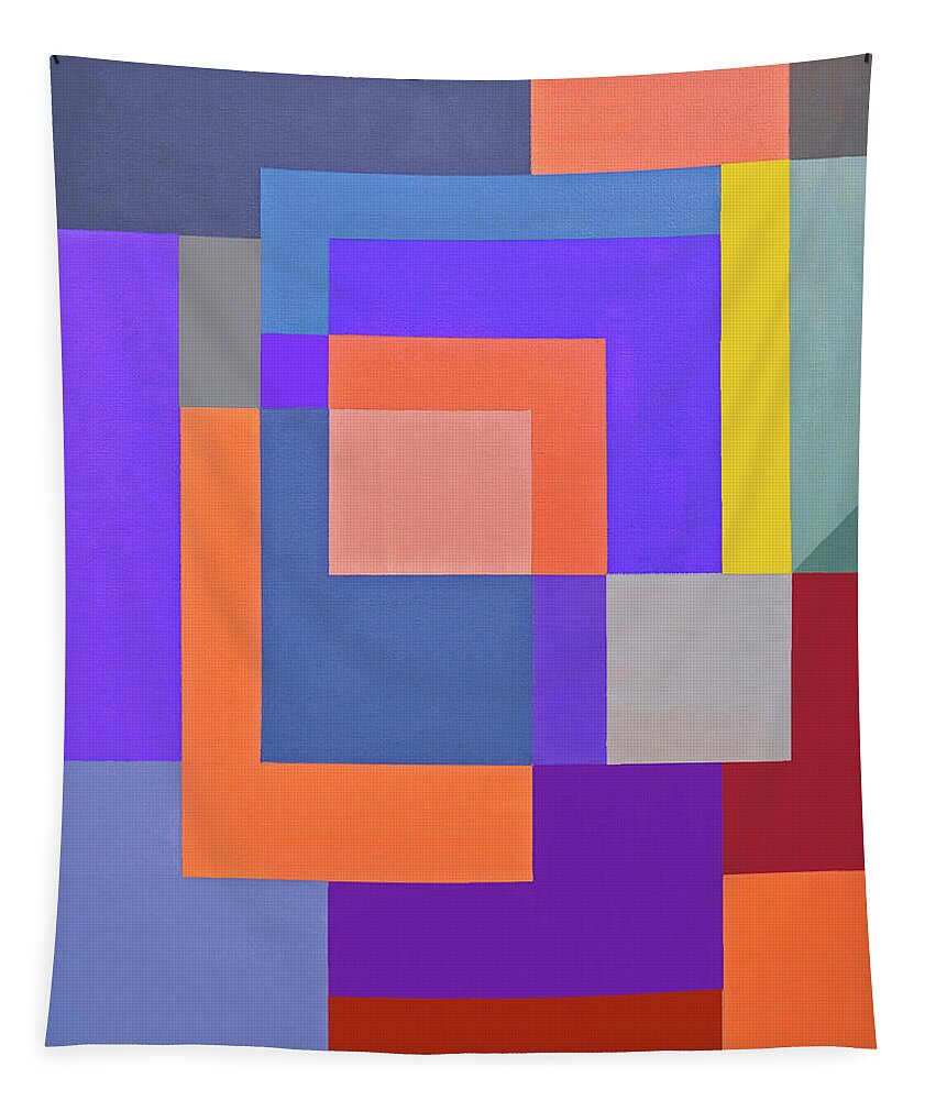 Abstract Tapestry featuring the painting Abstract Geometric Composition Spring by Johanna Hurmerinta