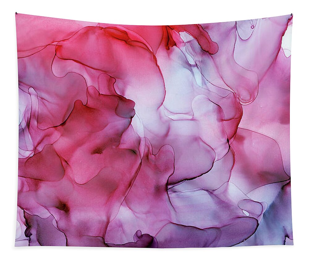 Ink Painting Tapestry featuring the painting Abstract Ink Pattern Red Purple Pink by Olga Shvartsur
