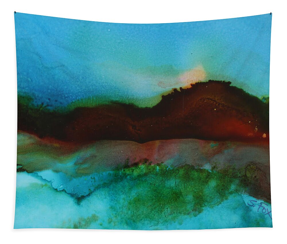 Abstract Landscape Tapestry featuring the painting Abstract Landscape by Sandra Fox
