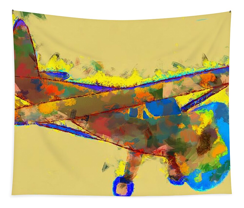 Abstract Tapestry featuring the mixed media Abstract Monoplane by Christopher Reed