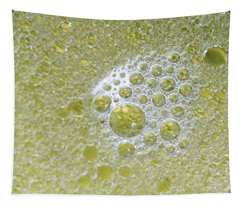 Abstract Photography Tapestry featuring the photograph Abstract Photography - Gold Bubbles by Amelia Pearn