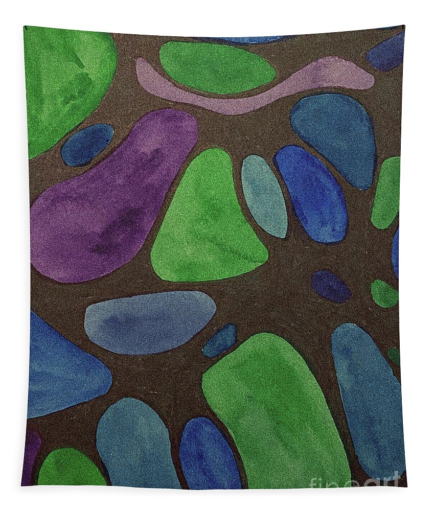 Abstract Stones Tapestry featuring the mixed media Abstract Stones by Lisa Neuman