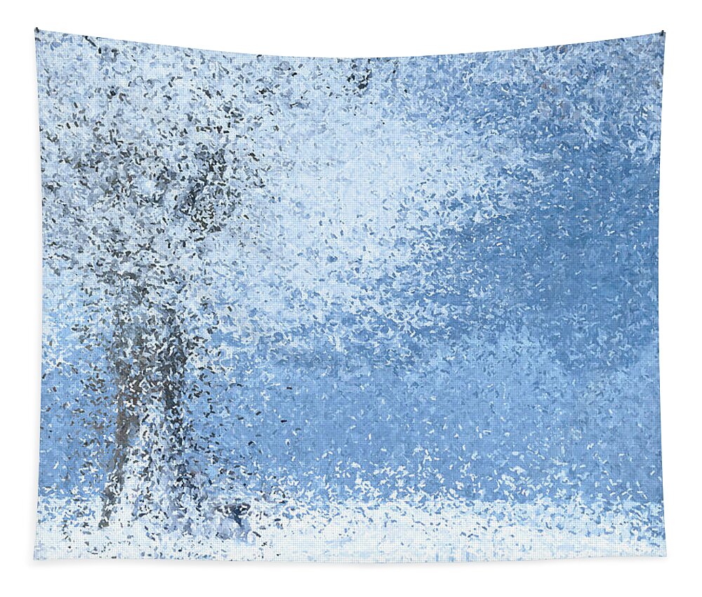 Winter Tapestry featuring the mixed media Abstract Winter Scene by Alex Mir