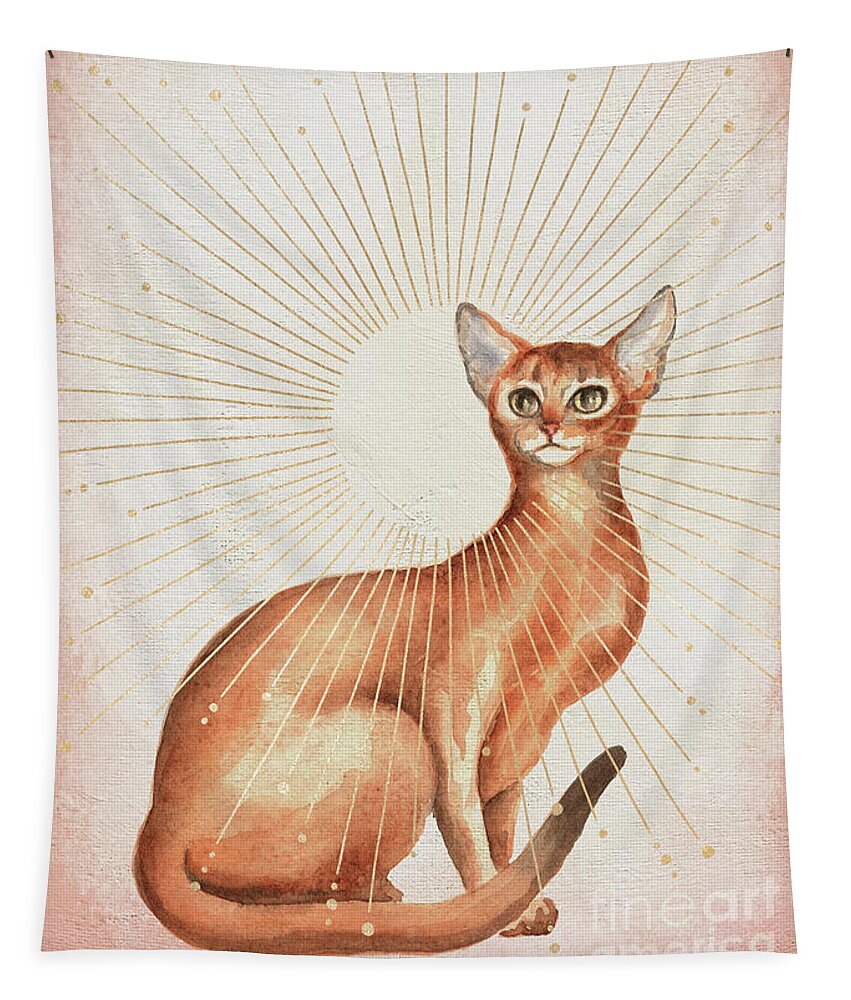 Abyssinian Cat Tapestry featuring the painting Abyssinian Cat by Garden Of Delights