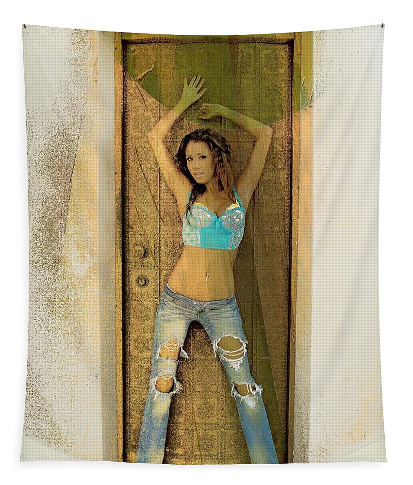 Oifii Tapestry featuring the digital art Acid Jeans Moonlight by Stephane Poirier