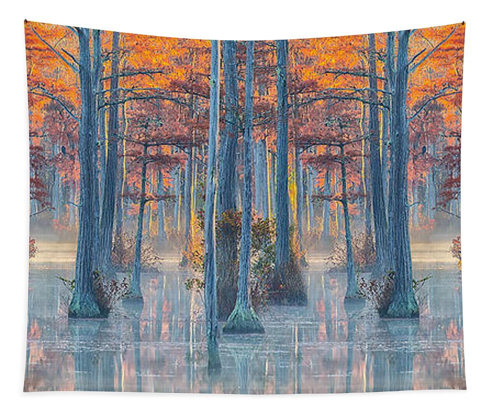 Cypress Trees Tapestry featuring the photograph Adams Mill Pond Mirror by Jim Dollar