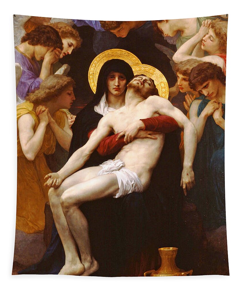 Adolphe Tapestry featuring the photograph Adolphe William Bouguereau Pieta by Munir Alawi