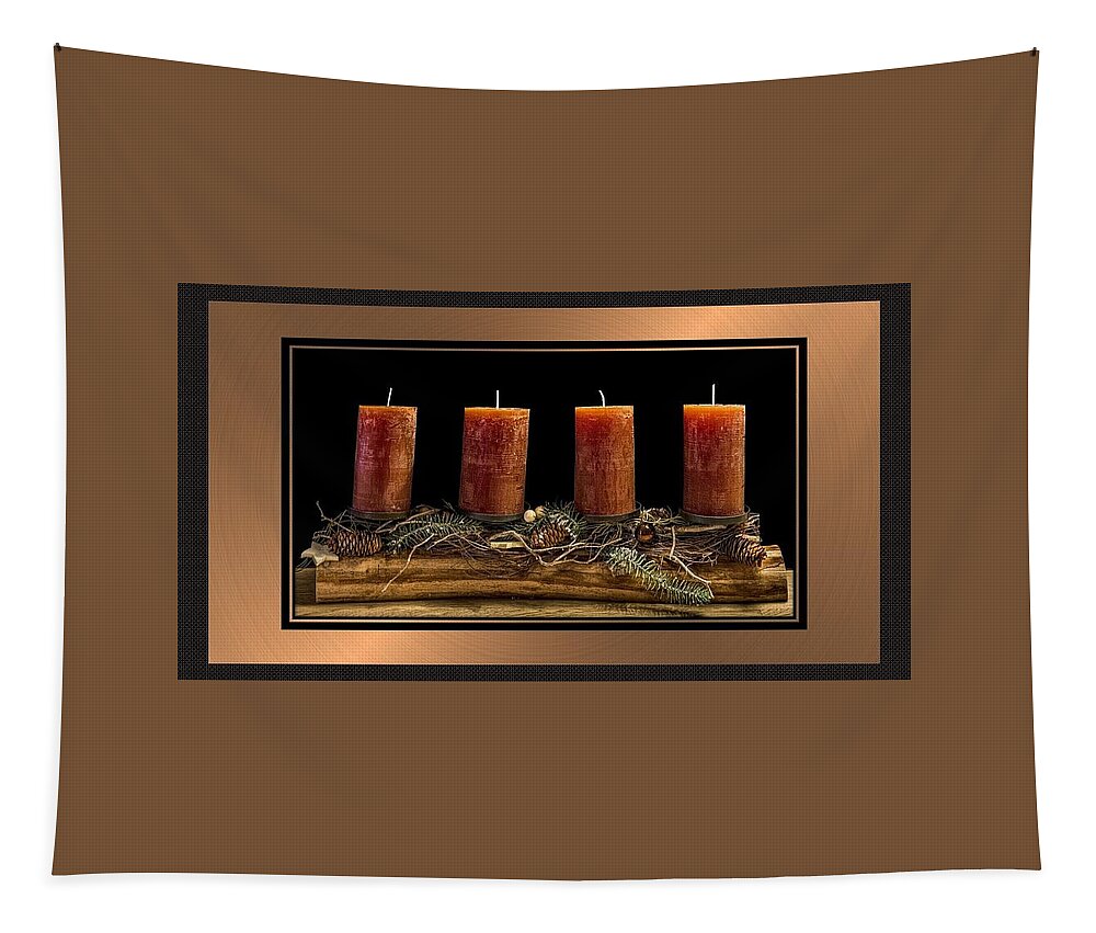 Advent Tapestry featuring the mixed media Advent Wreath in Bronze by Nancy Ayanna Wyatt