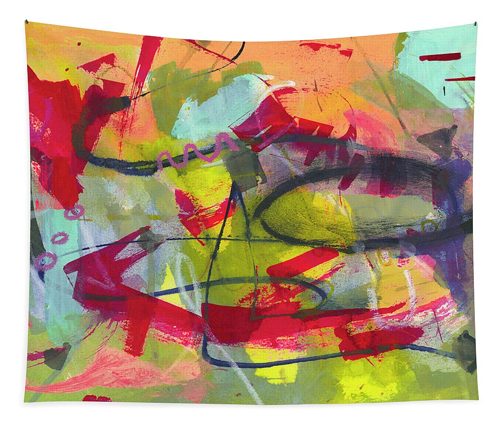 Abstract Expressionism Tapestry featuring the painting Adventure by Jo-Anne Gazo-McKim