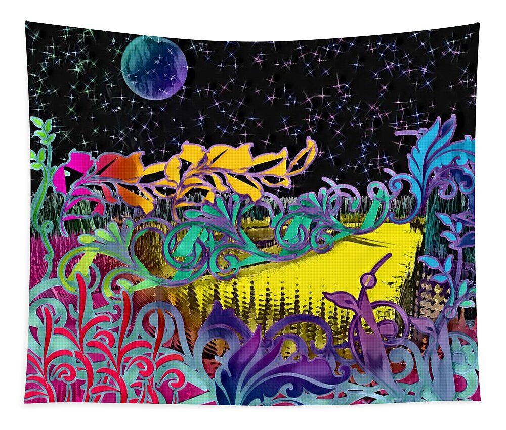 Planet Tapestry featuring the digital art Adwilliafe Garden by Rachel Hannah
