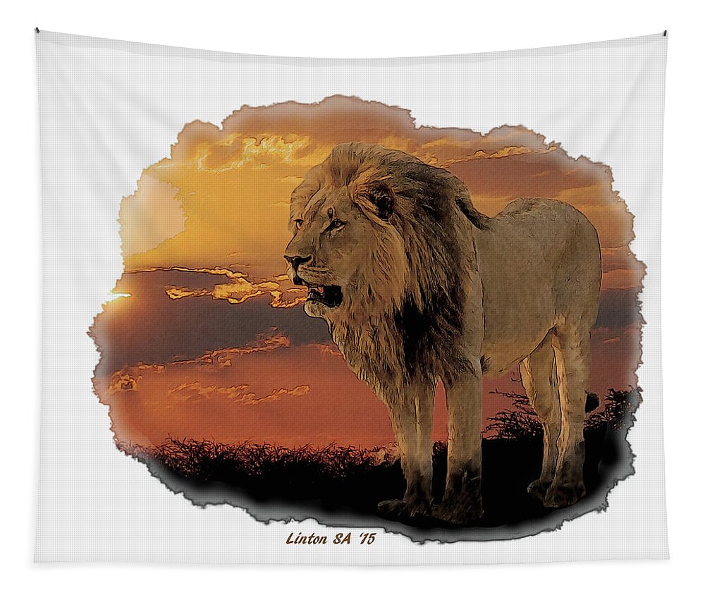 African Sunset Tapestry featuring the digital art AFRICAN SUNSETcps by Larry Linton