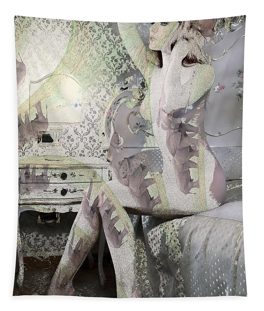 Fractal Tapestry featuring the mixed media After Homework Elephant by Stephane Poirier