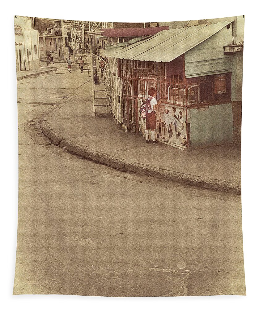 Street Scene Tapestry featuring the photograph After School Treat by M Kathleen Warren