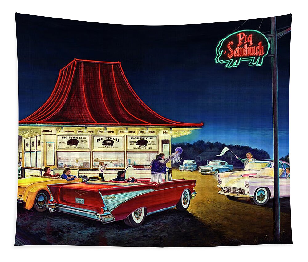 Fifties Tapestry featuring the painting After the Game by Randy Welborn