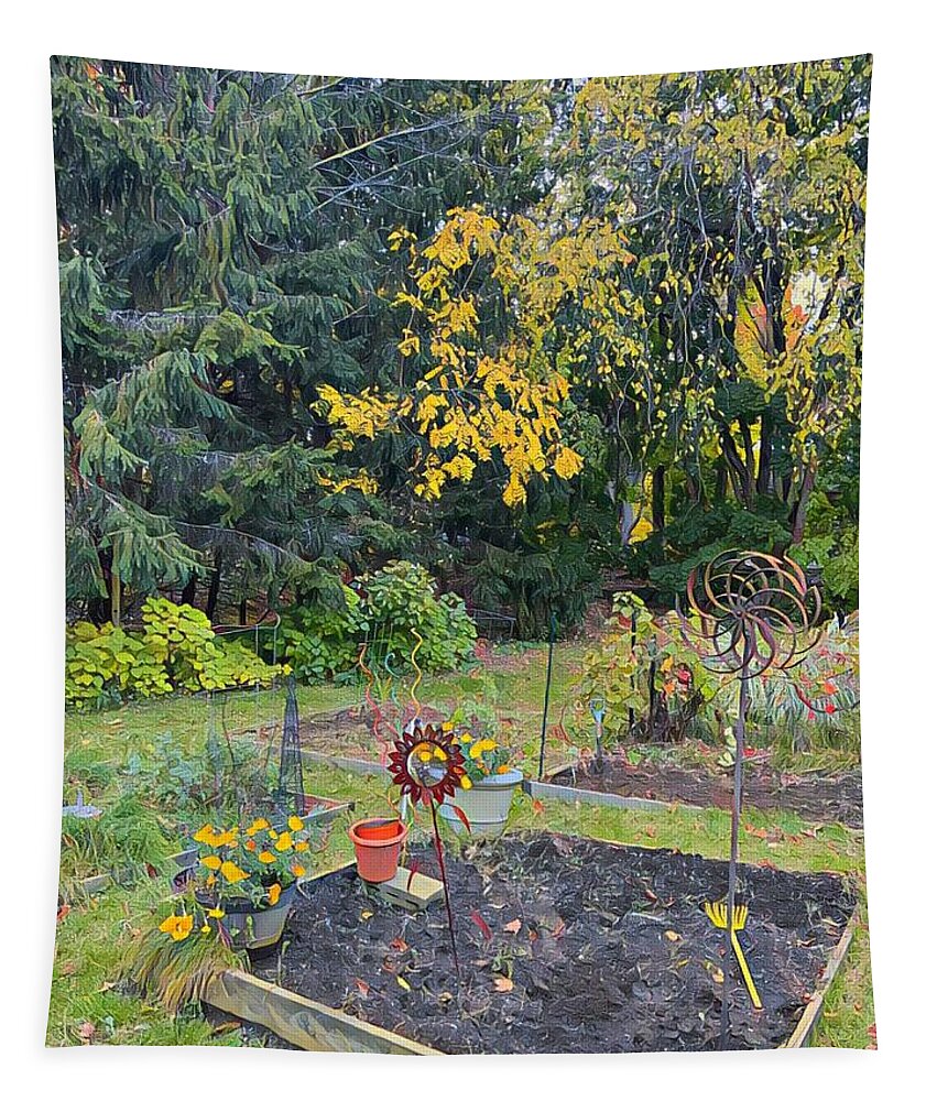 Garden Tapestry featuring the digital art After the harvest by Steve Glines