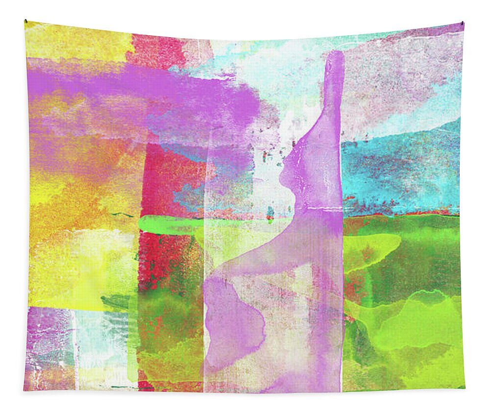 Abstract Tapestry featuring the painting After The Rain - Colorful Abstract Landscape Art Painting by Modern Abstract