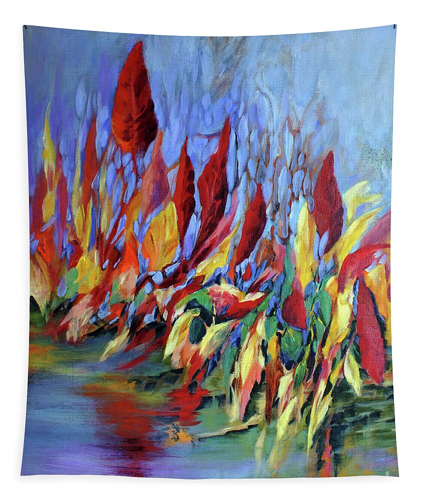 Leaves Tapestry featuring the painting After the Rain by Jo Smoley