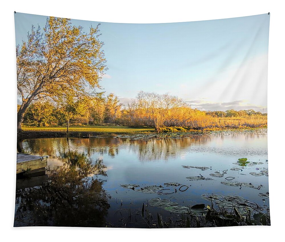 Frierson Lake Tapestry featuring the photograph Afternoon Light on Frierson Lake by Susan Hope Finley
