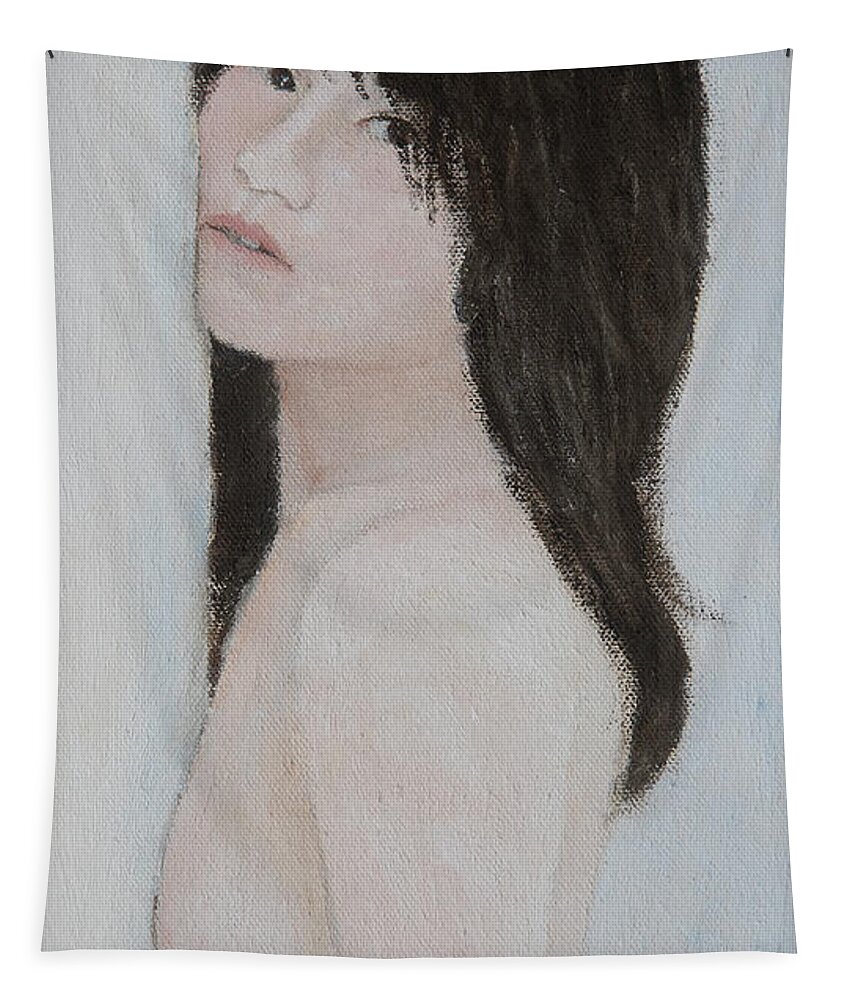 Nude Tapestry featuring the painting Against the Wall by Masami IIDA