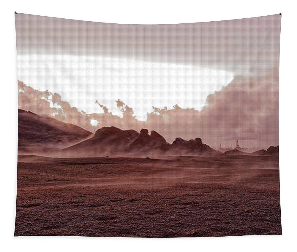 Lava Landscape Tapestry featuring the photograph Ahu'aila'au at Dawn by Heidi Fickinger