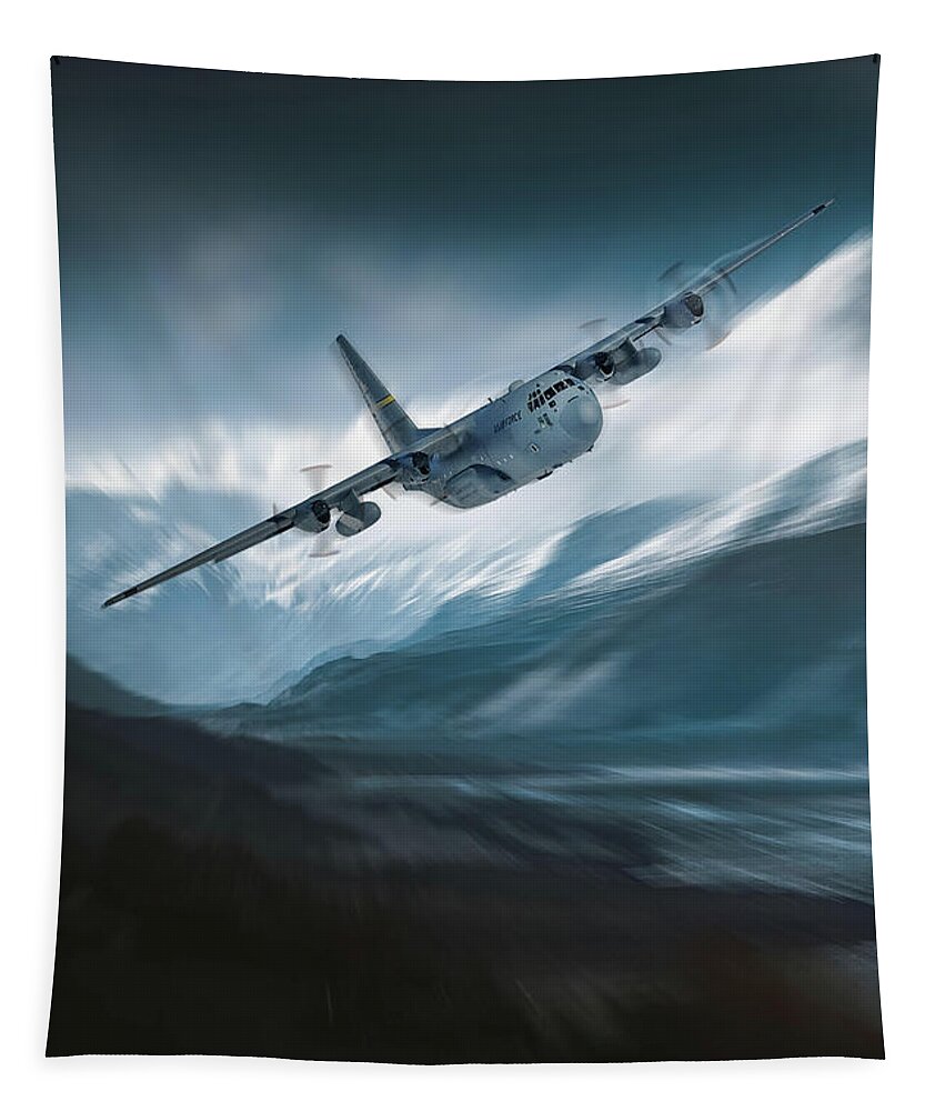 C130 Hercules Tapestry featuring the digital art Airlifter by Airpower Art