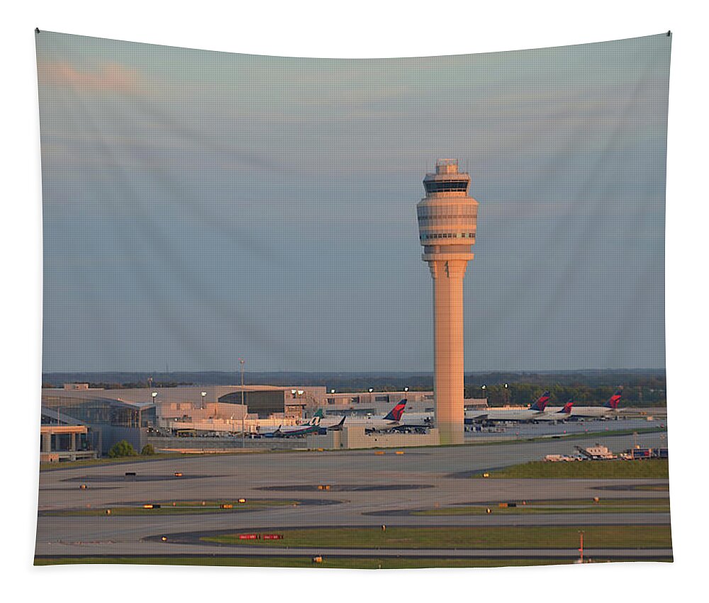 Airport Tapestry featuring the photograph Airport tower by Dmdcreative Photography