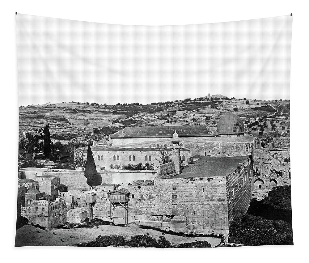 Al Aqsa Tapestry featuring the photograph Al Aqsa in 1857 by Munir Alawi