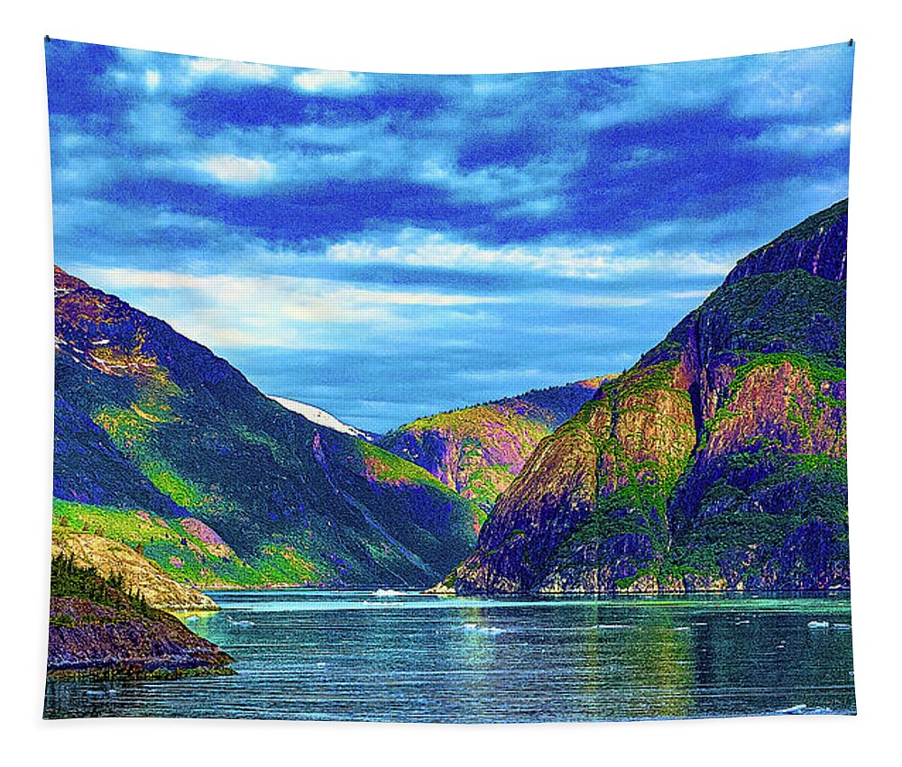 Alaska Tapestry featuring the digital art Alaska Inside Passage by SnapHappy Photos