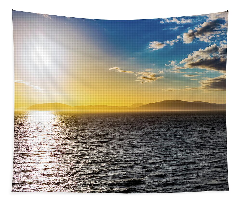 Alaska Tapestry featuring the digital art Alaska Inside Passage Sunset II by SnapHappy Photos