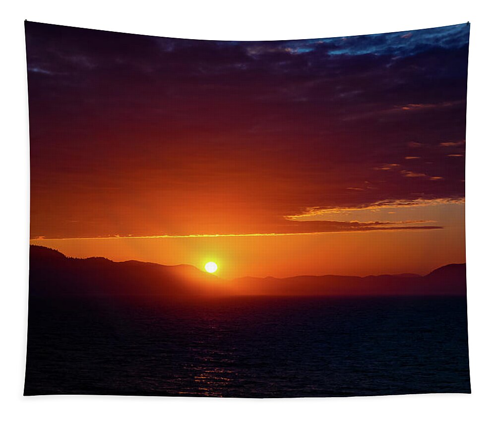 Alaska Tapestry featuring the digital art Alaska Inside Passage Sunset IV by SnapHappy Photos