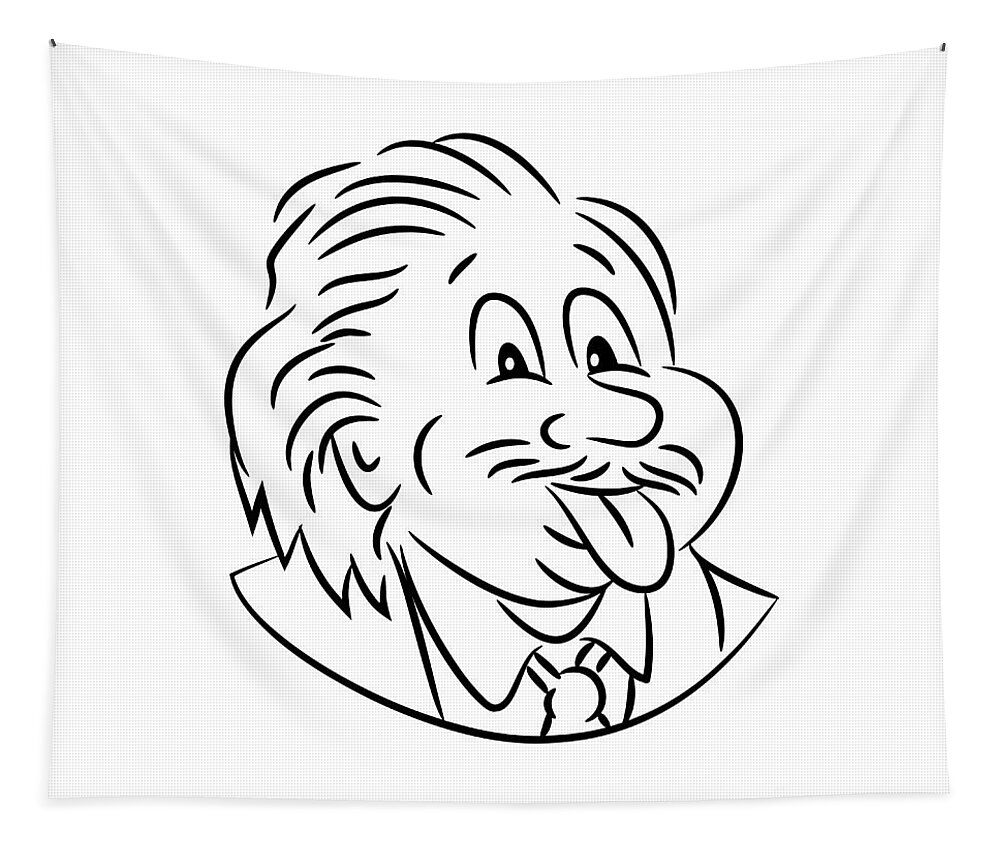 Albert Einstein Sticking Tongue Out Cartoon Black and White Tapestry by  Aloysius Patrimonio - Fine Art America