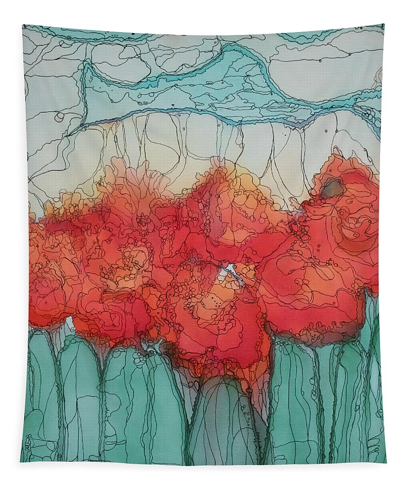 Flowers Tapestry featuring the mixed media Alcohol Meadow by Aimee Bruno