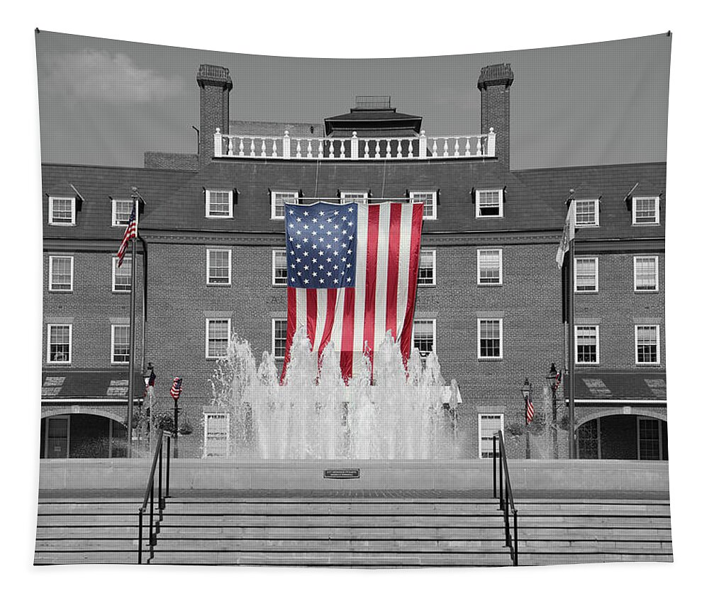 American Flag Tapestry featuring the photograph Alexandria Virginia City Hall by Mike McGlothlen