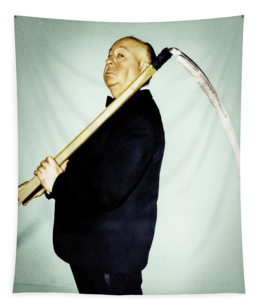 Vintage Tapestry featuring the photograph Alfred Hitchcok by Franchi Torres