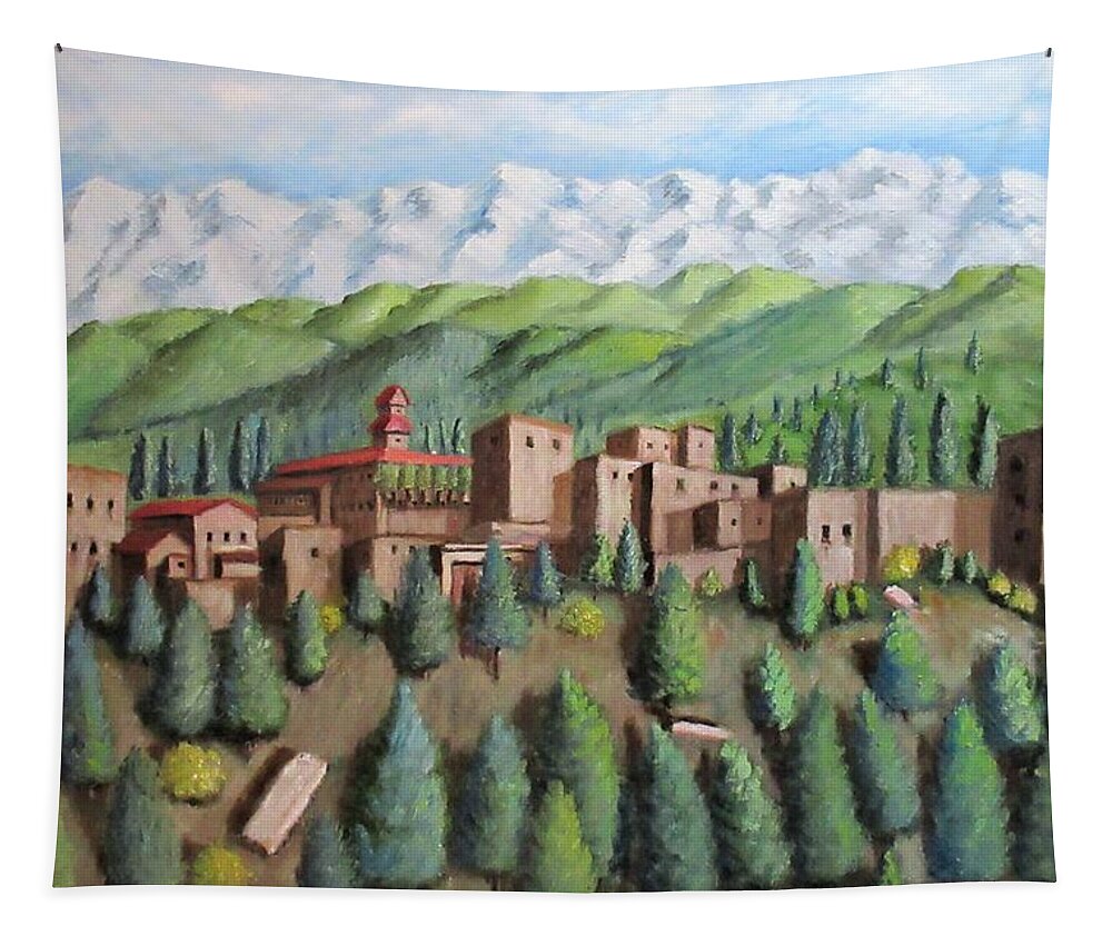 Landscape Tapestry featuring the painting Alhambra by Gregory Dorosh