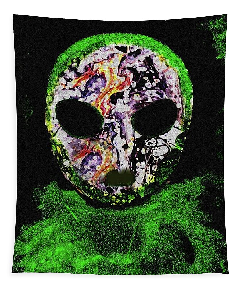 Alien Tapestry featuring the painting Alien 1 by Anna Adams