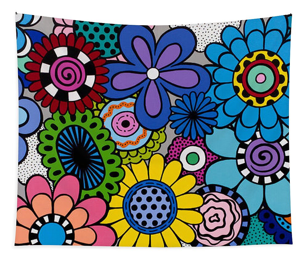 Flowers Tapestry featuring the painting All About the Blooms by Beth Ann Scott