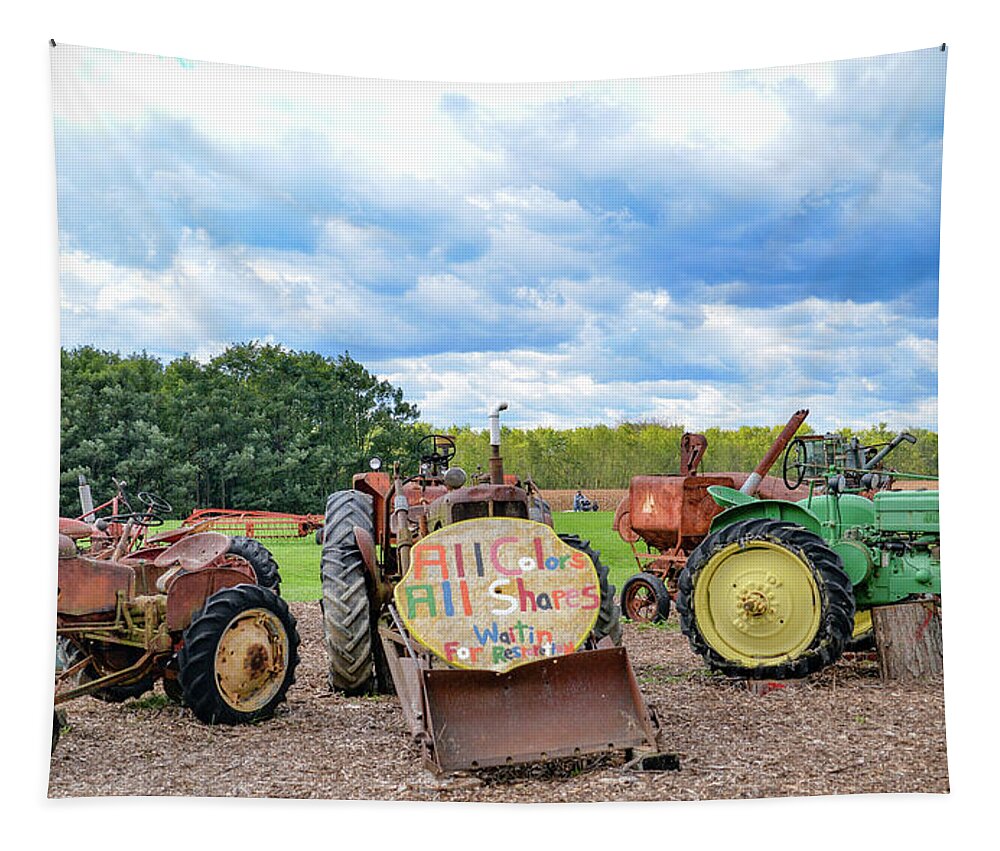 All Colors Tractors Tapestry featuring the photograph ALL Colors Tractors by Michelle Wittensoldner