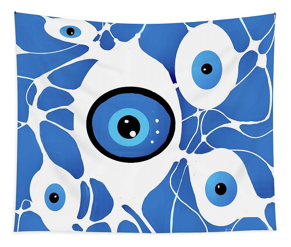 Neurographic Artwork Tapestry featuring the digital art All eyes on you NEUROGRAPHIC Artwork by Elaine Hayward