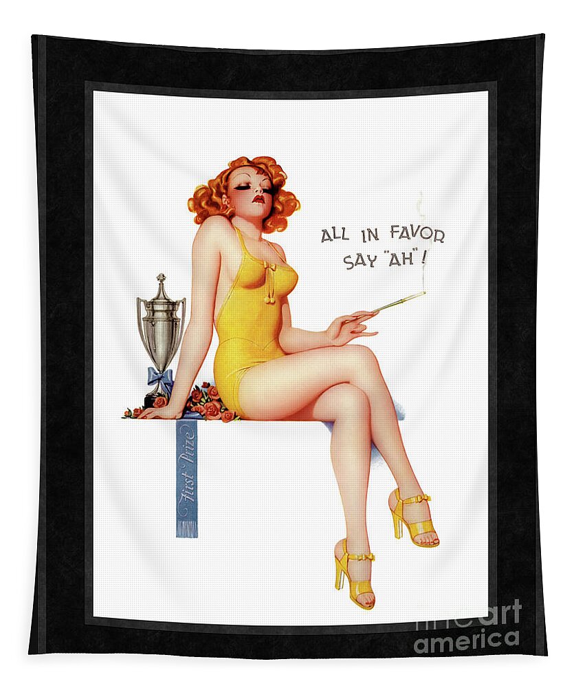 All In Favor Say Ah Tapestry featuring the painting All In Favor Say Ah by Enoch Bolles Vintage Illustration Xzendor7 Art Reproductions by Rolando Burbon