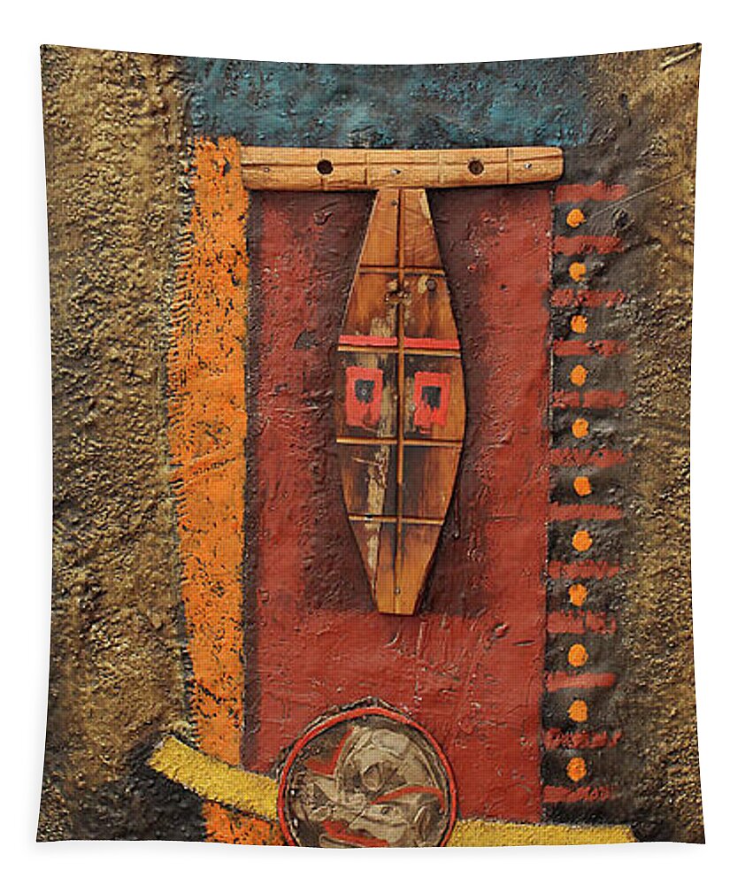 African Art Tapestry featuring the painting All Systems Go by Michael Nene