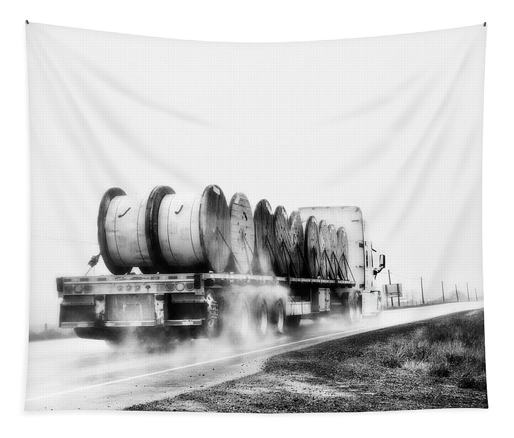 Theresa Tahara Tapestry featuring the photograph All Weather Trucker Bw by Theresa Tahara