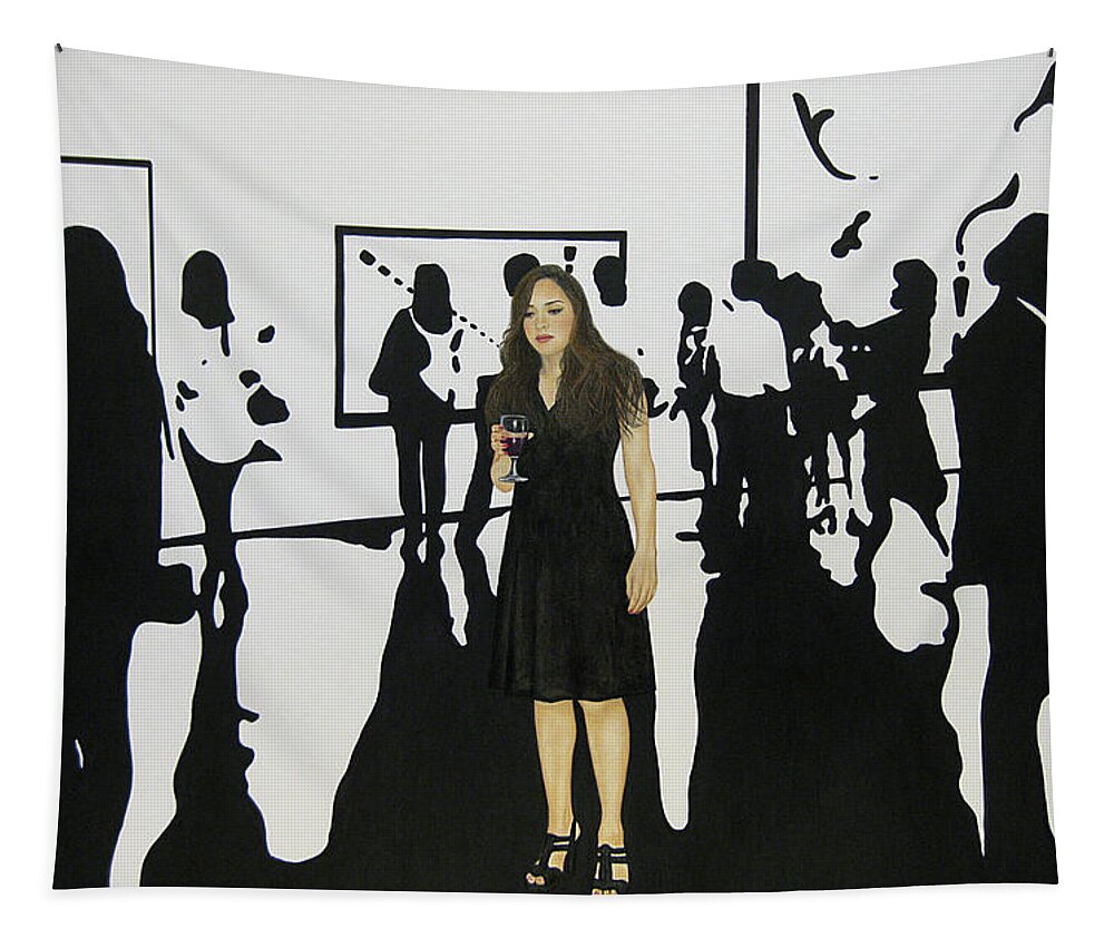 Alone In A Crowded Room Tapestry featuring the painting Alone In A Crowded Room by Lynet McDonald