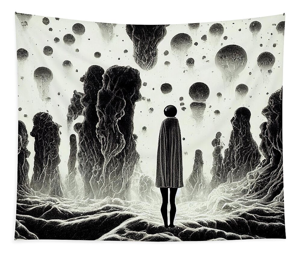 Surreal Tapestry featuring the digital art Alone in a surreal world 01 by Matthias Hauser